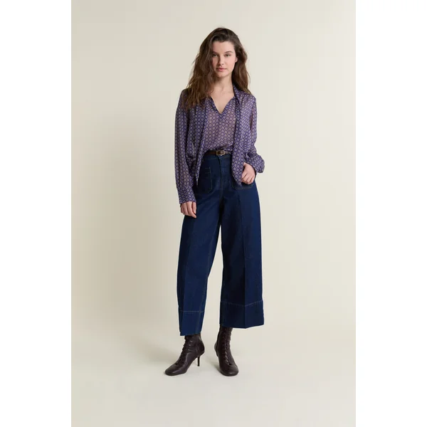 Blouse à nouer sur le devant à imprimé