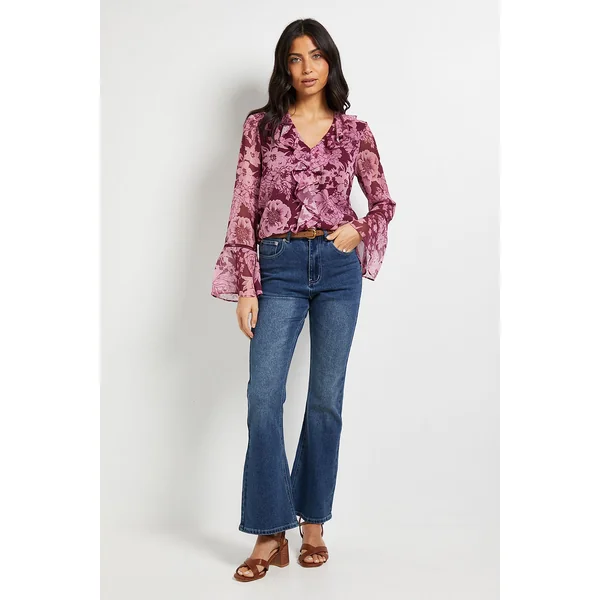 Blouse À Volants Avec Bordure En Dentelle Florale