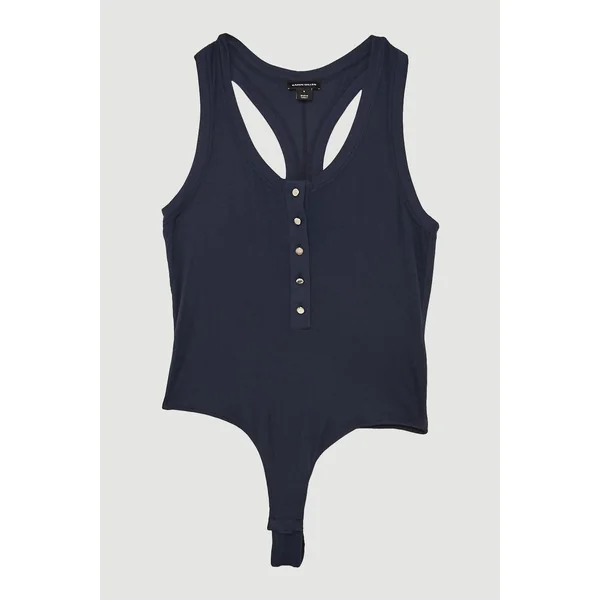 Body en jersey côtelé de viscose de luxe à encolure en U