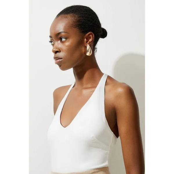 Body en jersey de coton stretch à décolleté halter