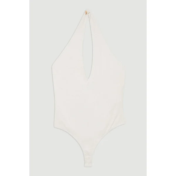 Body en jersey de coton stretch à décolleté halter