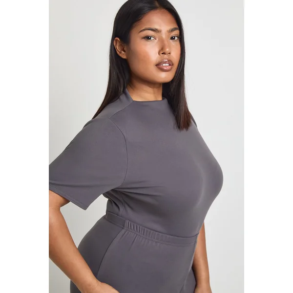Body Grande Taille À Manches Courtes Ultra Doux Avec Encolure Rapportée