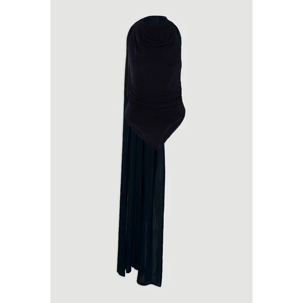 Body Premium en Crêpe Soyeux Col Montant avec Détail Foulard