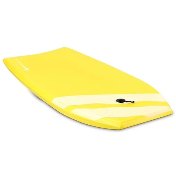 Bodyboard Planche de Surf avec Corde Capacité 60-95kg en XPE et HDPE, 105x51x6cm, Jaune à Motif Noix de Coco et Parasol