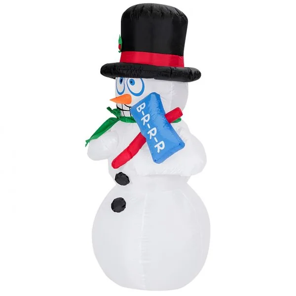 Bonhomme de Neige Gonflable Décoratif 180 Cm avec Lumière Led avec Ventilateur en Tissu Polyester Imperméable Blanc