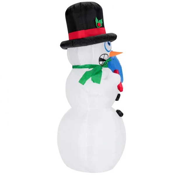 Bonhomme de Neige Gonflable Décoratif 180 Cm avec Lumière Led avec Ventilateur en Tissu Polyester Imperméable Blanc