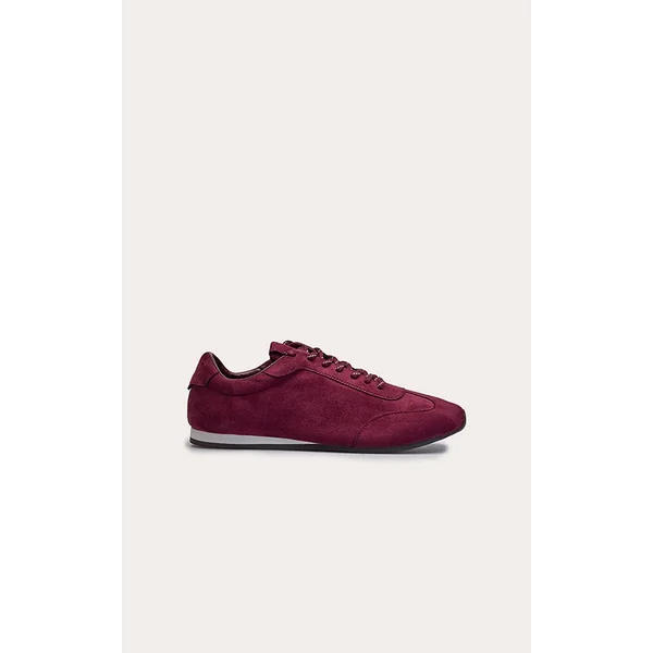 Bordeaux Baskets À Lacets Contrastés En Synthétique