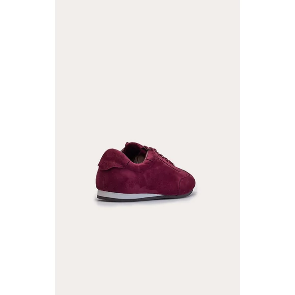 Bordeaux Baskets À Lacets Contrastés En Synthétique