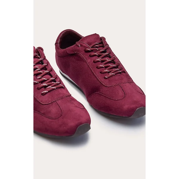 Bordeaux Baskets À Lacets Contrastés En Synthétique