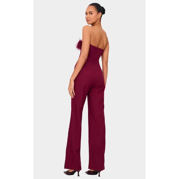 Bordeaux Combinaison-pantalon Jambe Droite Bandeau En Synthétique
