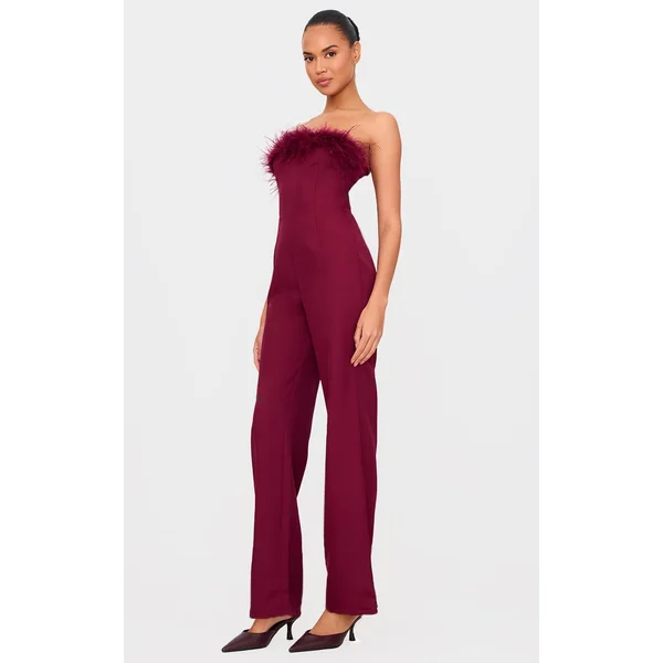 Bordeaux Combinaison-pantalon Jambe Droite Bandeau En Synthétique