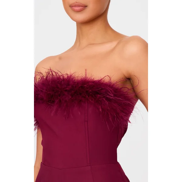Bordeaux Combinaison-pantalon Jambe Droite Bandeau En Synthétique