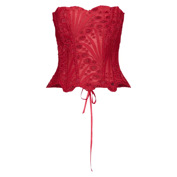Bordeaux Corset En Dentelle Florale Transparente Texturée