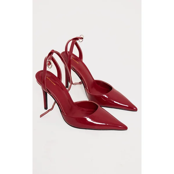 Bordeaux Escarpins Vernis À Bride Cheville Et Talons Hauts