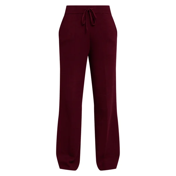 Bordeaux Pantalon Large En Maille À Cordon De Serrage