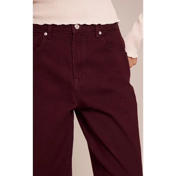 Bordeaux Prettylittlething Jean Boyfriend Taille Mi-haute