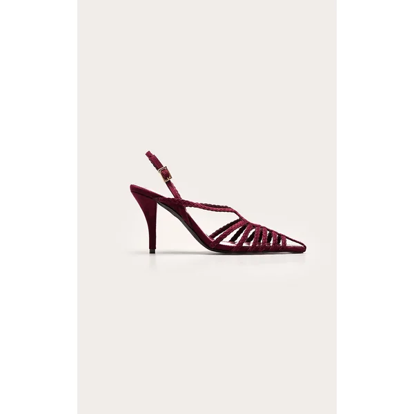 Bordeaux Sandales À Talons Tressées Ajourées