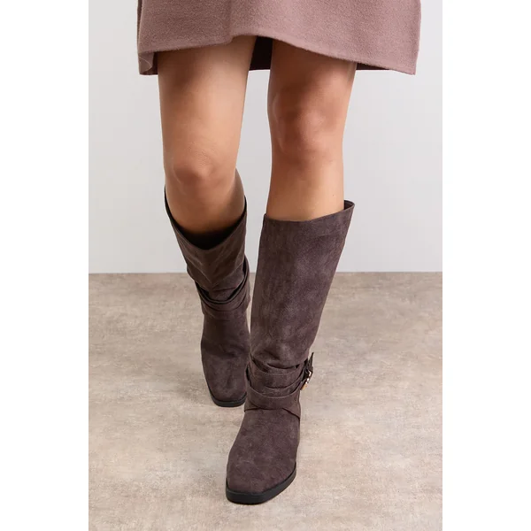 Bottes Ava en synthétique Mi-Mollet avec Boucles