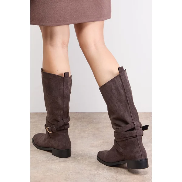 Bottes Ava en synthétique Mi-Mollet avec Boucles