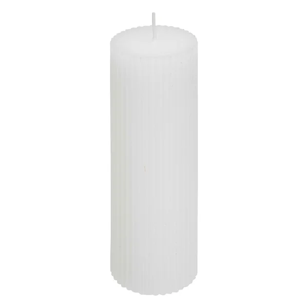 Bougie ronde cannelée blanche D 5x14cm