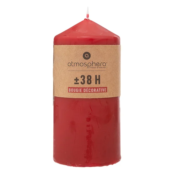 Bougie ronde rouge D 6.8x14cm