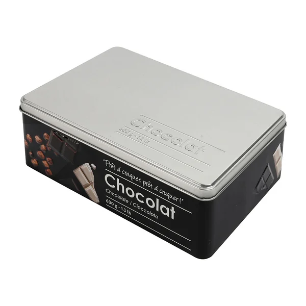 Boîte de rangement tablette chocolat métal style épicerie fine relief 20x4x13cm