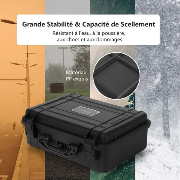 Boîte de transport pour appareils électroniques rigide polyvalente avec mousse personnalisable étanche