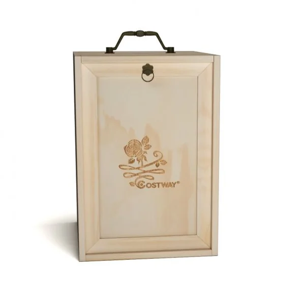 Boîte à Huile Essentielle en Bois de Pin pour 75 Flacons avec 3 Tiroirs Compartimentés Poignée en Métal 20,5x23x29,5cm