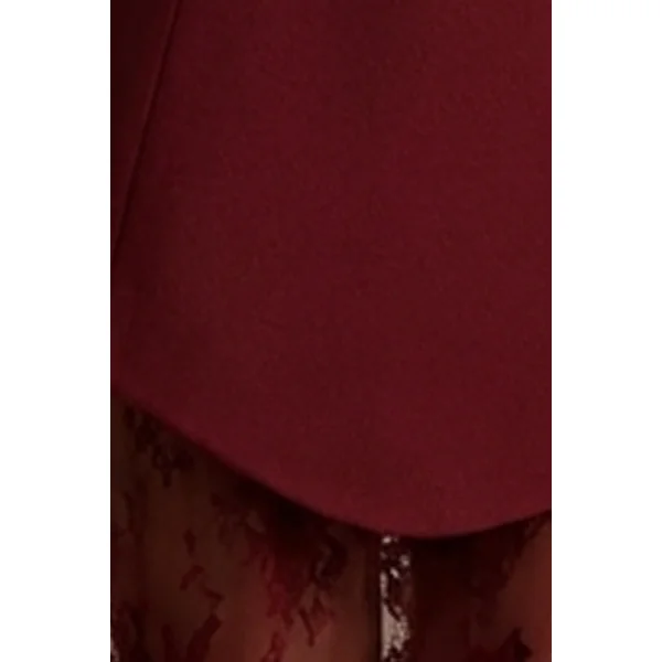 Brandi | Robe longue bandeau bordeaux avec jupe en dentelle
