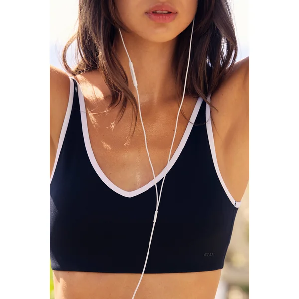 Brassière de sport décolletée V à bords contrastés - Maintien moyen