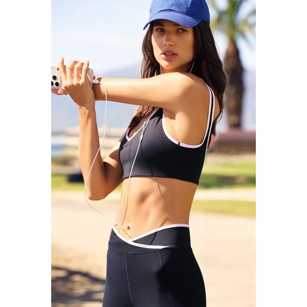 Brassière de sport décolletée V à bords contrastés - Maintien moyen