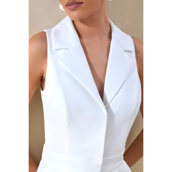 Brillora | combinaison tailleur à décolleté plongeant blanc