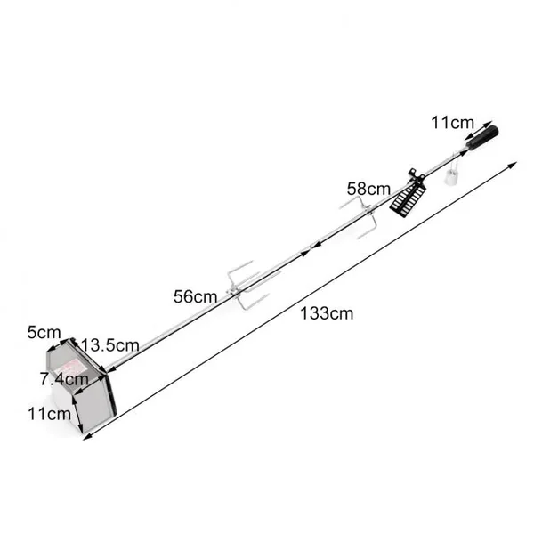 Broche pour Barbecue 2 x 60 cm en Acier Inoxydable Avec Moteur Electrique 4W Automatique Tournebroche Capacité 10 kg