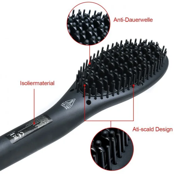 Brosse Lissante Chauffante Brosse à Cheveux Electrique Lisseur avec LCD Ecran