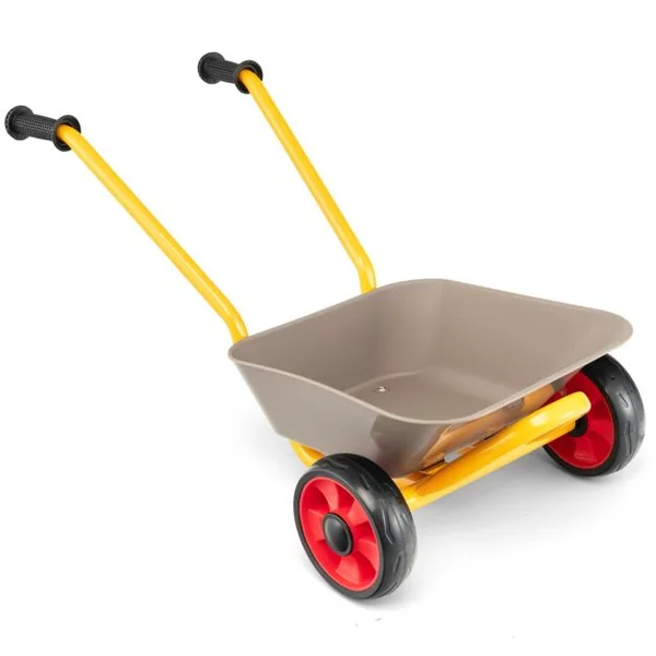 Brouette pour Enfants en Métal Bac à Sable Charge 20KG Outillage de Jardin pour 2 Ans + Brun et Jaune