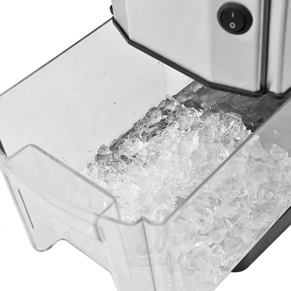 Broyeur à glace électrique pour glace pilée machine en Acier Inox 12kg/h avec entonnoir récipient collecte Utilisation Facile