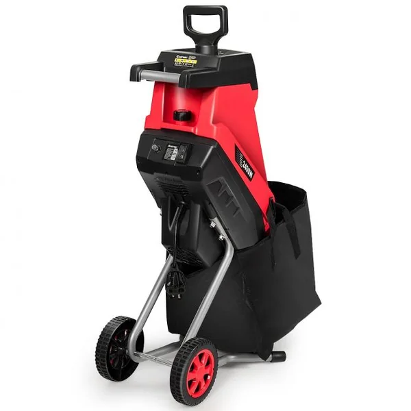 Broyeur Électrique 2400W pour Végétaux et Branches 45 mm max Bac de Ramassage 45L Accessoires 46x38x91cm Rouge