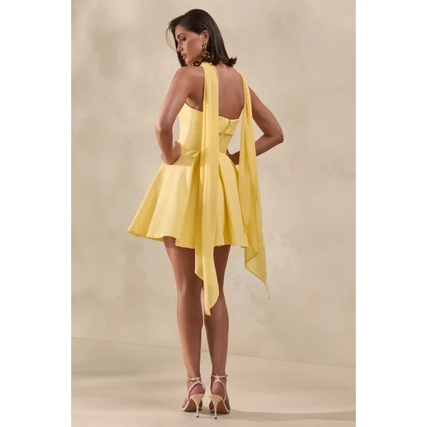 Bruna | Mini-robe patineuse bandeau citron