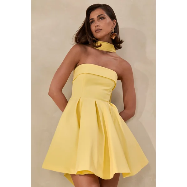 Bruna | Mini-robe patineuse bandeau citron