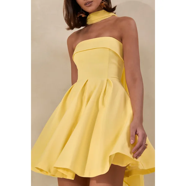 Bruna | Mini-robe patineuse bandeau citron