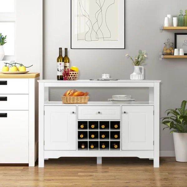 Buffet de Cuisine 1 Tiroir et 2 Armoires 117 x 40,5 x 82,5 CM (L x l x H) Meuble Rangement pour Salle à Manger Salon Noir/Café/Blanc