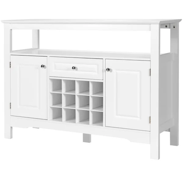 Buffet de Cuisine 1 Tiroir et 2 Armoires 117 x 40,5 x 82,5 CM (L x l x H) Meuble Rangement pour Salle à Manger Salon Noir/Café/Blanc