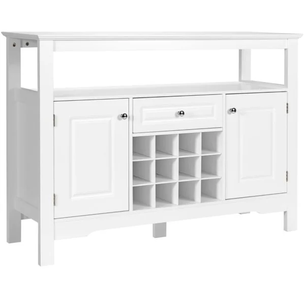 Buffet de Cuisine 1 Tiroir et 2 Armoires 117 x 40,5 x 82,5 CM (L x l x H) Meuble Rangement pour Salle à Manger Salon Noir/Café/Blanc