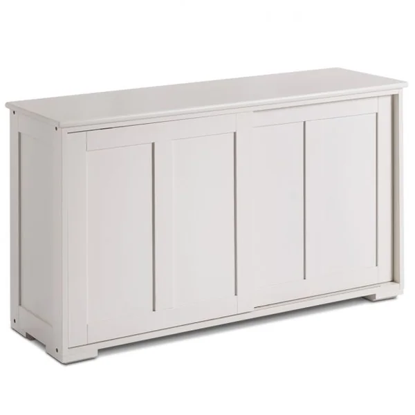 Buffet de Cuisine Armoire Basse de Salle à Manger 2 Etagères 2 Portes Coulissantes en MDF, 106,5x33x62cm, Blanc