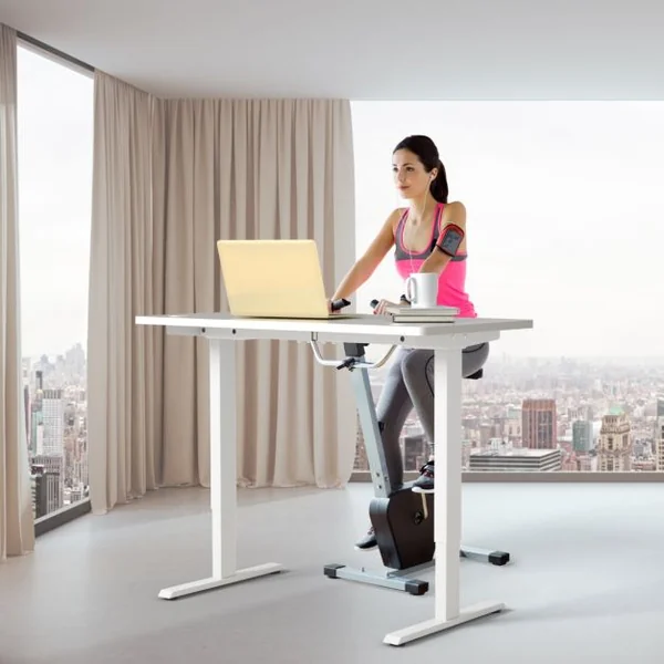 Bureau Assis-Debout Électrique à 2 Moteurs Cadre de Bureau avec Largeur et Hauteur Réglables et Commande à Mémoire Blanc/Gris/Noir