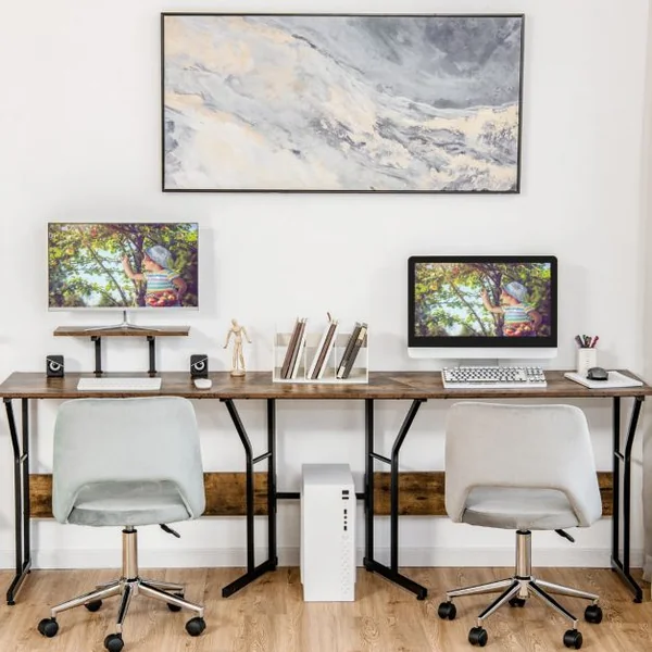 Bureau d’Angle Table Informatique en Forme de L avec Support Mobile d’Écran de PC pour le Travail l'Écriture et les Jeux Marron Rustique