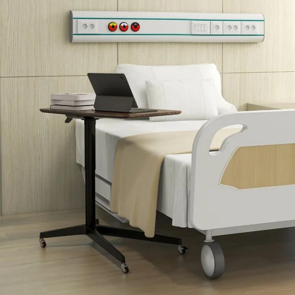 Bureau Debout Mobile 76x48cm Podium Mobile Hauteur Réglable avec Cadre en Alu avec Levage Pneumatique 76 x 48 x 62-93 cm Marron