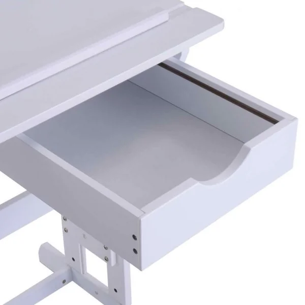 Bureau enfant ergonomique Table inclinable Pieds réglables Tiroir, pour études dessin lecture, 109x55x62-88cm, Blanc
