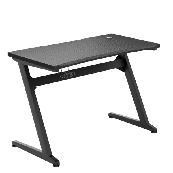 Bureau Gaming Bureau de Jeu pour Gamer Porte Gobelet et Écouteur Tapis de Souris en Mdf et Fer 115x60x76cm Noir