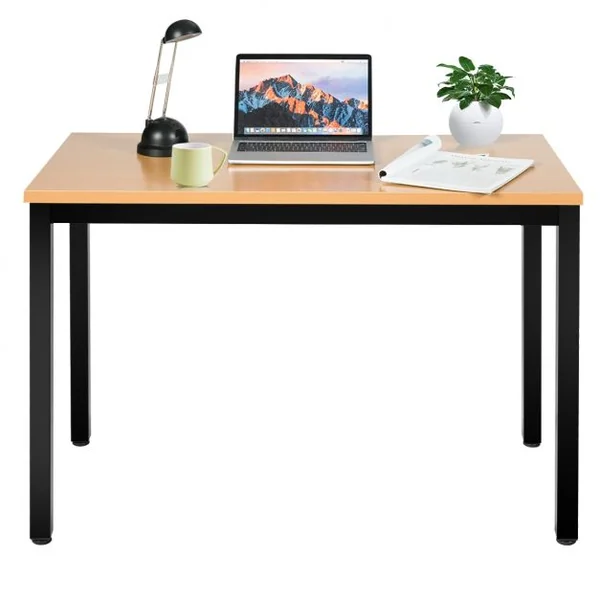 Bureau Informatique Bureau d'Études avec Range-câble Capacité 60kg en Métal+stratifié Mélaminé107x56,5x74cm Naturel